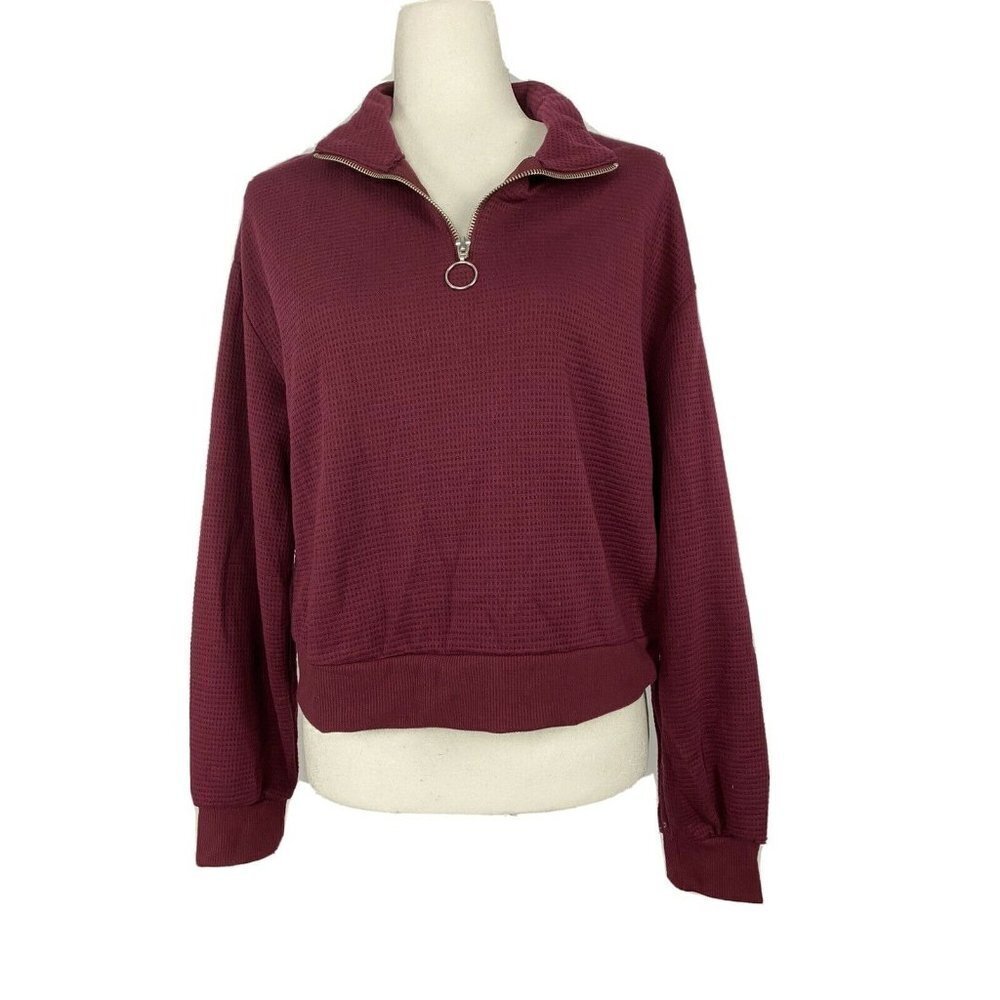 Grave Fame Burgundy Size L, XL Juniors Waffle Swea